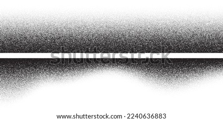 Black noise stipple dots halftone pattern on white horizontal background, grainy texture Royalty-Free Stock Photo #2240636883
