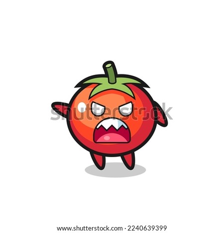 cute tomatoes cartoon in a very angry pose , cute style design for t shirt, sticker, logo element