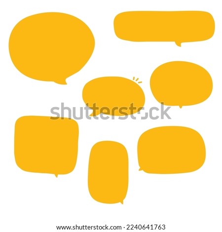 Set of speak bubble text, chatting box, message box outline cartoon illustration design. Balloon doodle style of thinking sign symbol. color cute and lovely chat speech sticker. box, text, dialog, art