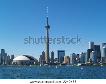 Toronto Skyline from Toronto Island on Lake Ontario Royalty-Free Stock Photo #2240656