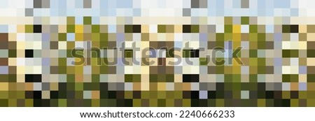 Pixel background pattern mosaic texture green blue vector abstract for game or digital blocks grid tech military army camouflage banner design graphic, techno bold geometric frame khaki color image Royalty-Free Stock Photo #2240666233