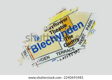 Blechynden District of the port city of Southampton, Hampshire, United Kingdom atlas map town name - painting