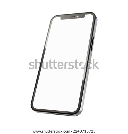 Black mobile phone smartphone mockup with blank screen isolated on white background with clipping path, Can use the mock-up for your app or website design project. 3D realistic illustration