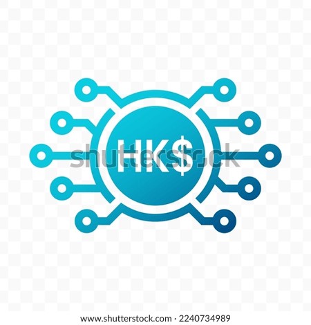 Vector illustration of Hongkong Dollar digital currency icon in blue color and transparent background (PNG).