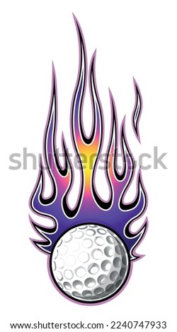 Fire and golf ball vector art graphic Golf ball with tribal flame vinyl car sticker motorcycle truck decal.