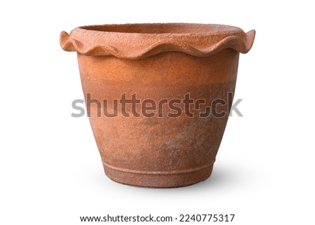 Old brown potted plants, spinning pots, isolated on white background. Royalty-Free Stock Photo #2240775317