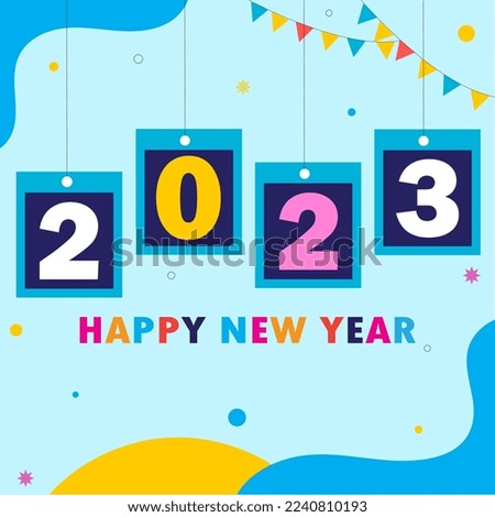 Happy New Year, 2023, background, concept, Vector illustration, vector, greeting card, social media post, banner, poster, flyer, typography design