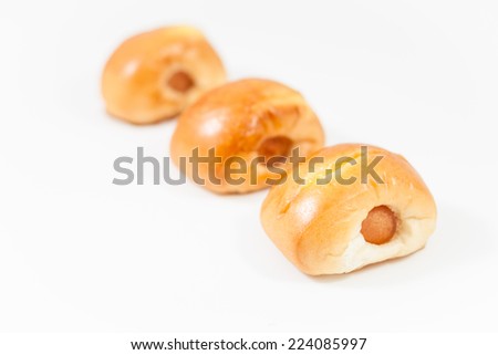 Closeup sausage in the dough , stock photo