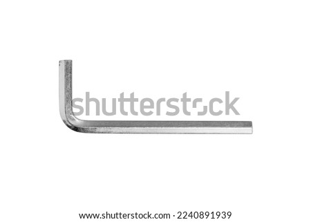 Hex key isolated on white background. Hex wrench close-up. Royalty-Free Stock Photo #2240891939