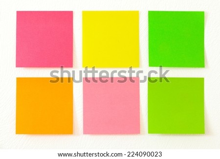 Empty colorful post its on the wall. Royalty-Free Stock Photo #224090023