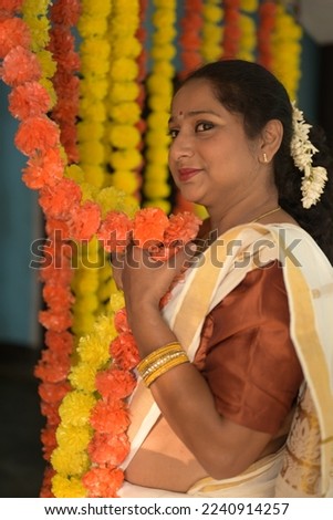 Portrait of south Indian people celebrating onam