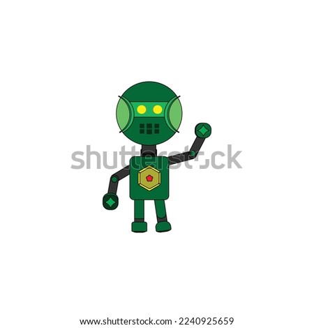 Cute dark green robot character