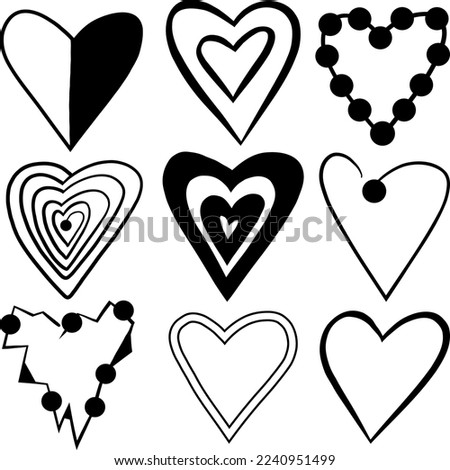 Hand-drawn graphic hearts. Stylish  for Valentine's Day and other romantic events in a graphic style. 