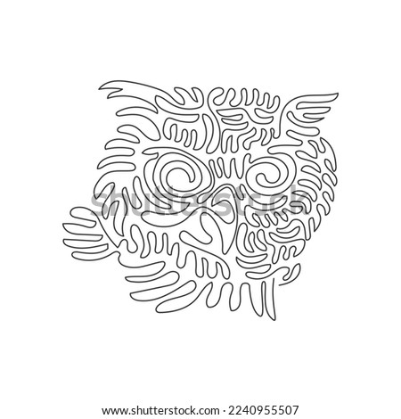 Continuous curve one line drawing of adorable owl curve abstract art. Single line editable stroke vector illustration of big owl eyes for logo, wall decor and poster print decoration