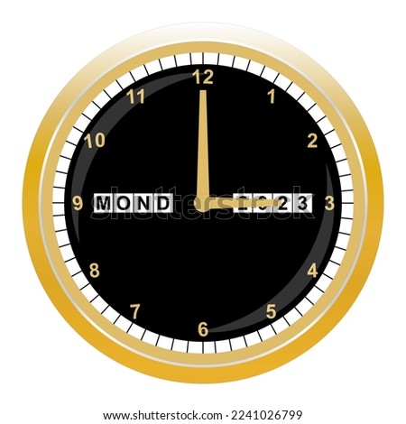 Ilustrasi 3D Gold black hand watch clock icon set. Design template in vector. 
Mock-up for branding and advertise 