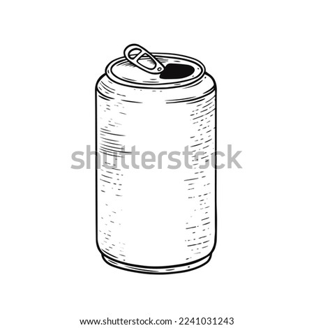 Aluminium jar black color outline sketch style vector illustration.