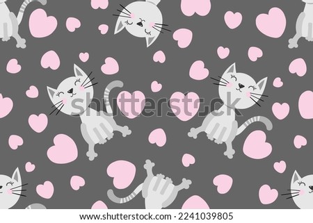 seamless pattern cute cat print vector illustration