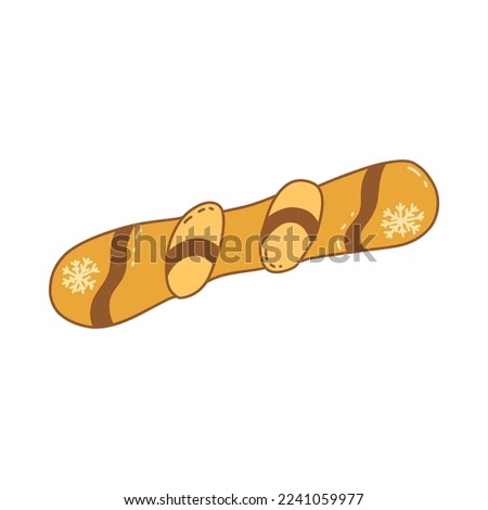 Snowboard. Winter sport, extreme activity. Colorful vector isolated illustration hand drawn doodle. Single element, card or icon contour