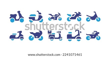 Motorcycle icon set. Duotone color. Vector illustration. Containing motorcycle, scooter, motorbike, motorbiking.