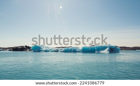Wonderful spiky glacier landscape photo. Beautiful nature scenery photography with blue sky on background. Idyllic scene. High quality picture for wallpaper, travel blog, magazine, article