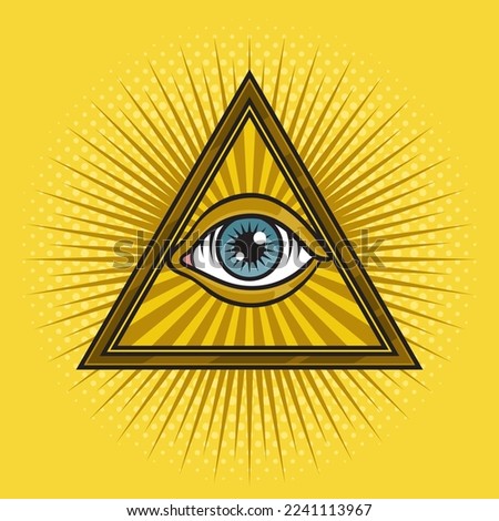Eye of God Providence tattoo masonic symbol pinup pop art retro vector illustration. Comic book style imitation.