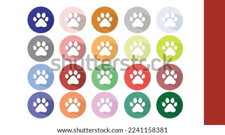 Vet Icon Set. Vector isolated illustration of an animal print on a rounded icon
