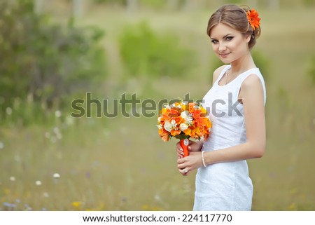 Bride with a bouquet of bright