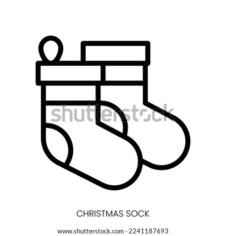 christmas sock icon. Line Art Style Design Isolated On White Background