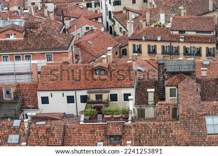 Aerial view on roofs of the old town of Venice - detail