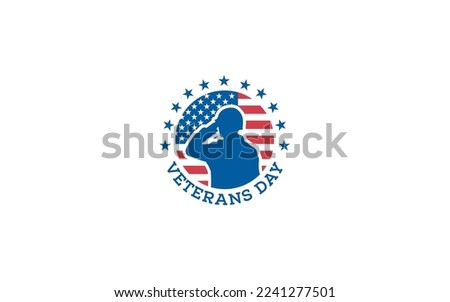 Happy veterans day soldier salute vector image Royalty-Free Stock Photo #2241277501