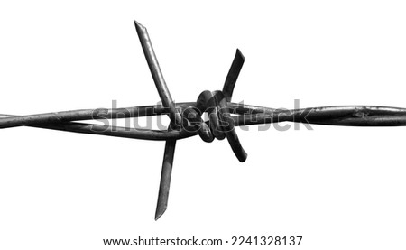 Sharp Barbed Wire, War Iron Barbed Wire. Barbed wire to prevent burglars Royalty-Free Stock Photo #2241328137
