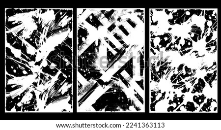 Set of grunge background black and white vector template