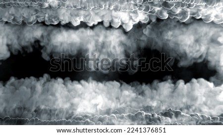 Top - bottom content frame of thick smoke, isolated - object 3D rendering