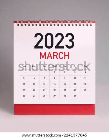 Simple desk calendar for March 2023