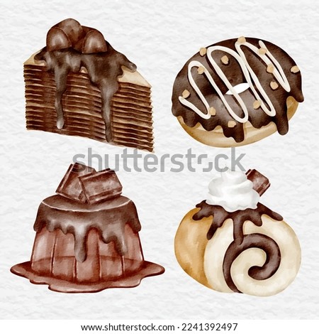 watercolor chocolate dessert element clip art illustration sweet