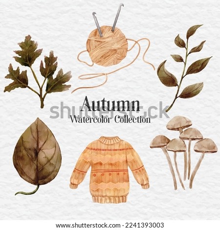 watercolor autumn element clip art sticker illustration