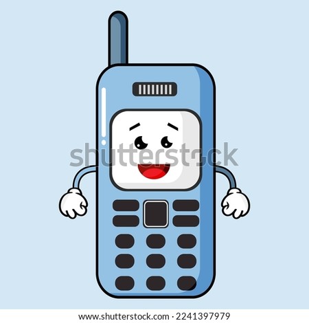 Vector Illustration Cute Mobile Phone Character Facial Expression