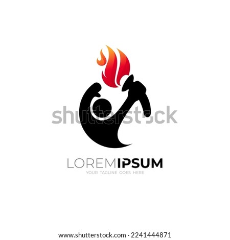 logo of person carrying torch flame, sport logos