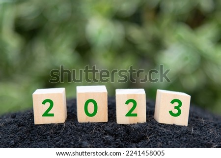 wooden blocks cubes. New year 2023 concept