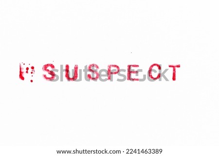 Red color ink rubber stamp in word suspect on white paper background