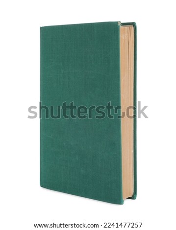 Closed old hardcover book isolated on white