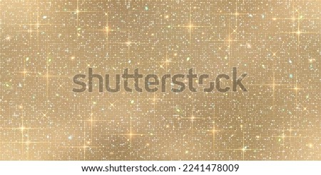 Seamless shiny multicolored sparkles surface background - bedazzled sparkling fabric texture vector illustration. Golden glittering backdrop. Shimmering abstract wallpaper.