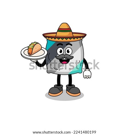 Character cartoon of throw pillow as a mexican chef , character design