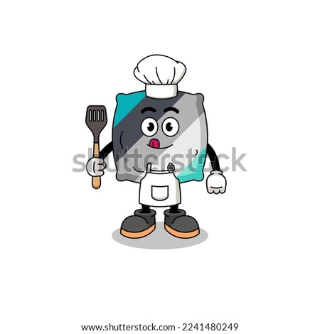 Mascot Illustration of throw pillow chef , character design