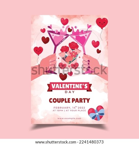 Vector Illustration of Valentine Day Flyer Poster