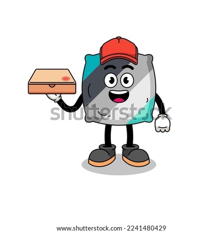 throw pillow illustration as a pizza deliveryman , character design