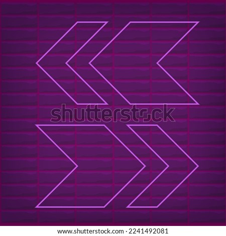 Arrows Shaped Neon Cyber Futuristic Modern Retro Alien Dance Club Glowing Purple Pink lights