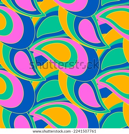 Abstract Hand Drawing Geometric Layered Paisleys Seamless Vector Pattern Isolated Background Royalty-Free Stock Photo #2241507761