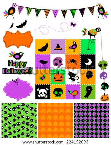 Halloween funny design elements set