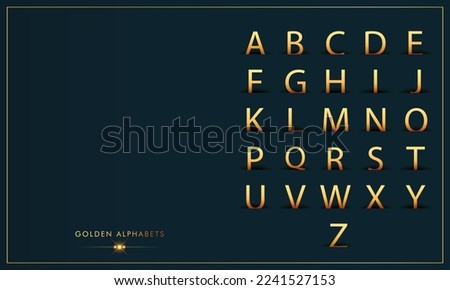golden alphabet letters template design with a beautiful background